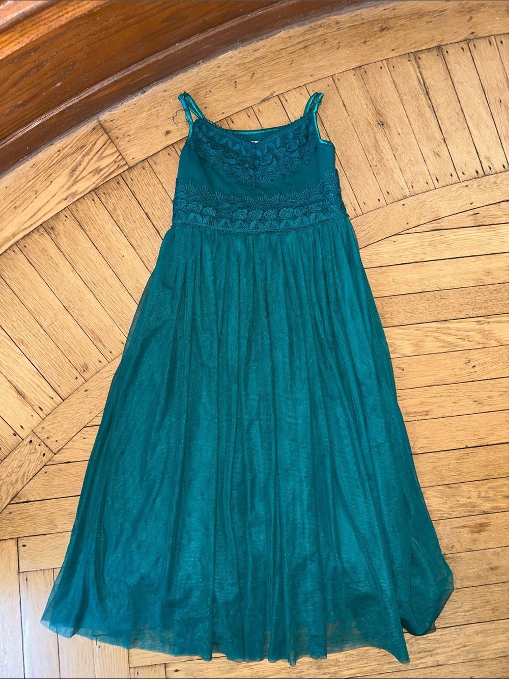 Zenzi green Lace Bodice Tulle Gown